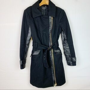 Bebe Black Long Fleece Zip Up Jacket
